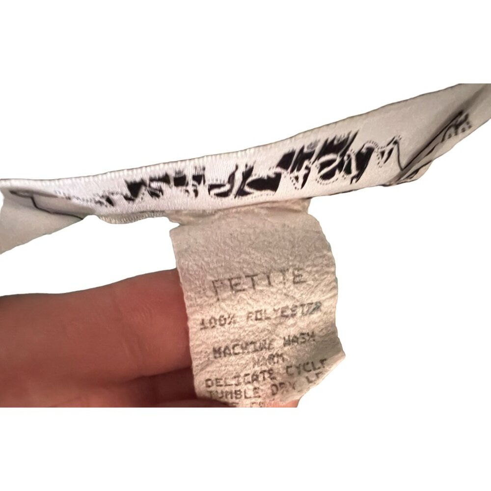 Vintage Anastasia Silky Bright VNeck Blouse Sz Medium Petite Colorful Pink & Bla - Picture 6 of 14